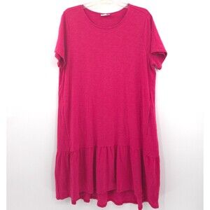 J. Jill womens knee length t-shirt dress Size 1X pink short sleeve ruffle hem